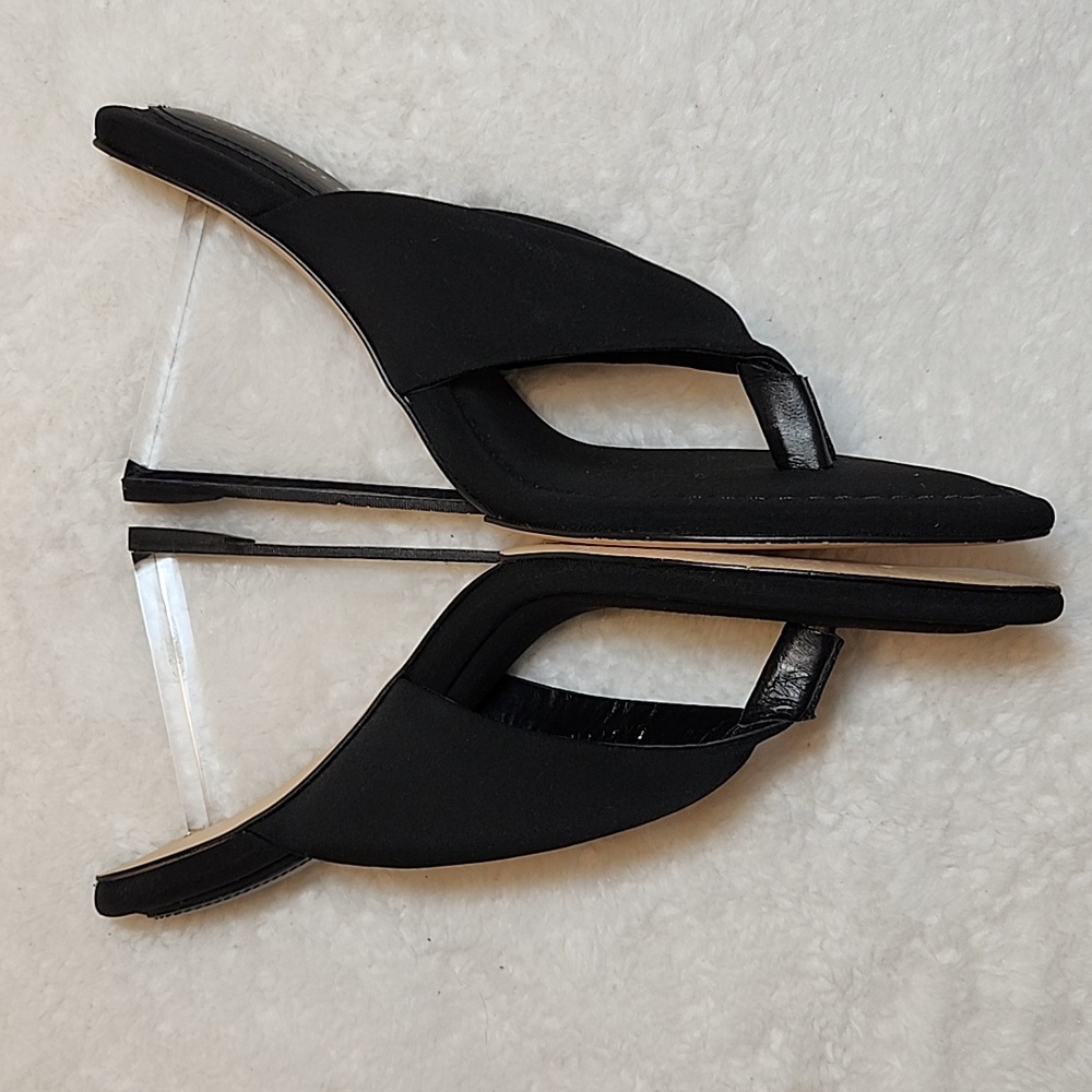 Good American Heels Womens Sz 6.5 Black Clear Wedge Cinderella Shoes - Picture 9 of 16